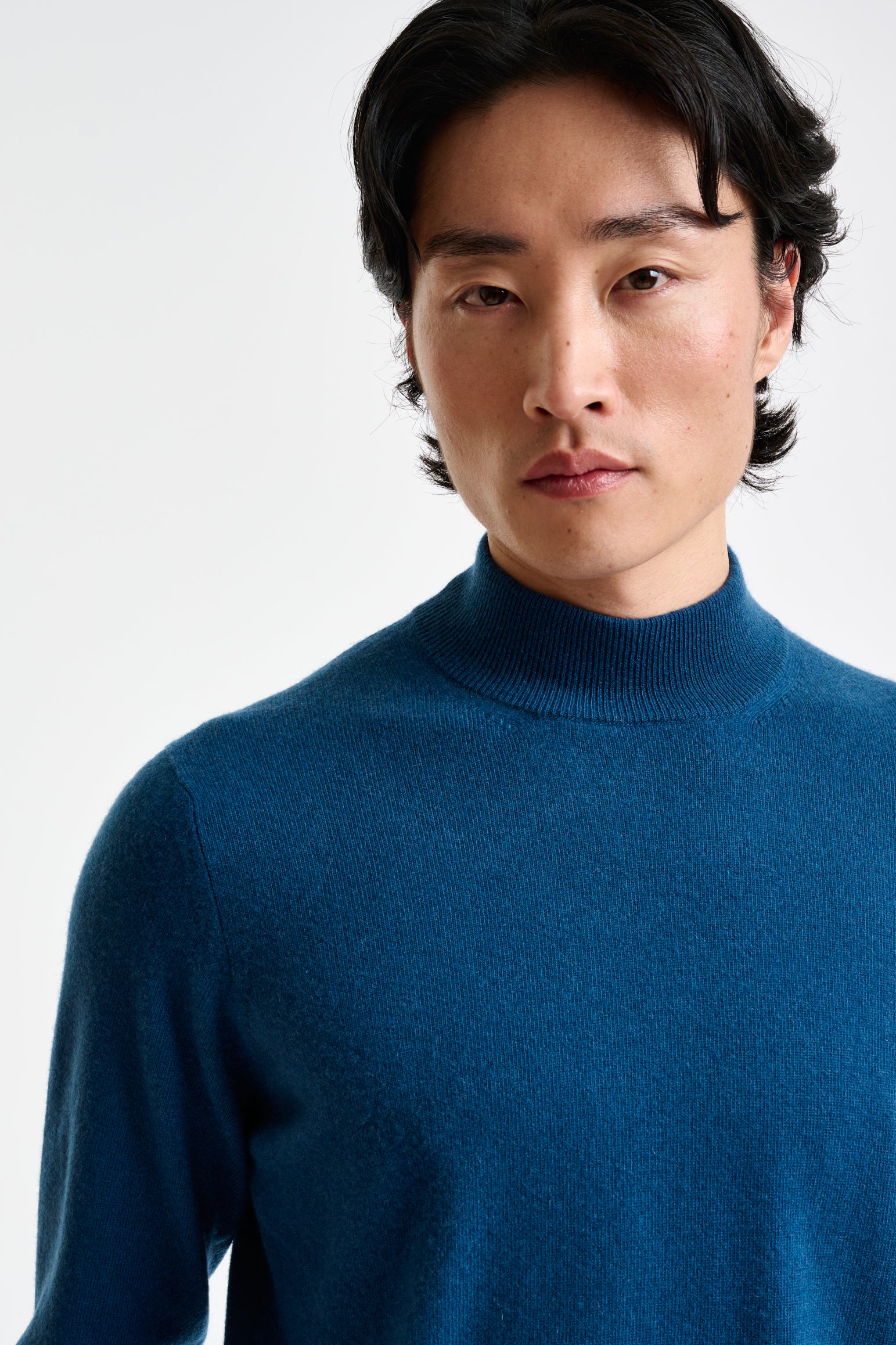 Pilot Blue  Wool & Cashmere Evanton Mockneck Knit - View 3