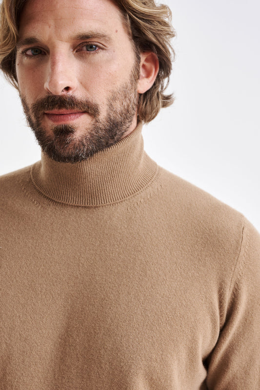 Camel Wool & Cashmere Drumberg Rollneck Knit - View 2