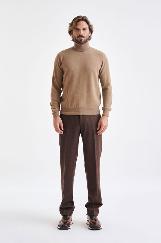 Camel Wool & Cashmere Drumberg Rollneck Knit - View 3