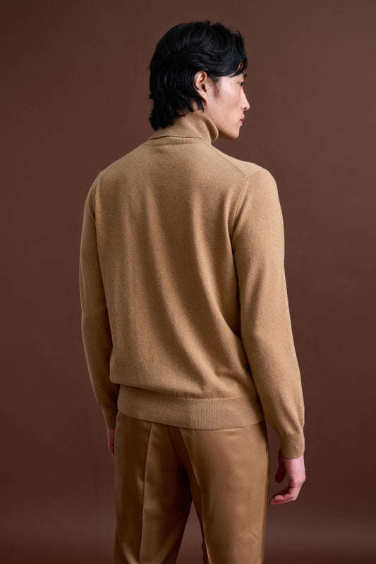 Light Camel 100% Cashmere Drumberg Rollneck Knit - View 3