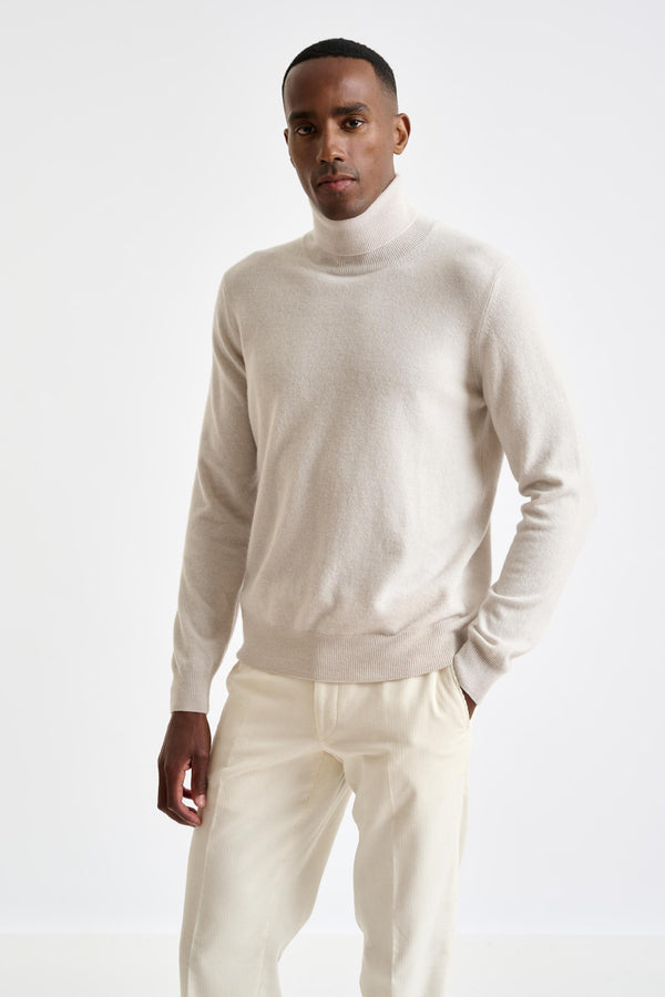 Jersey De Cuello Alto Drumberg 100% Cachemira Blanco Roto