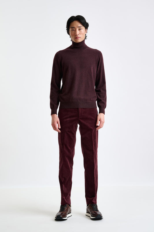 Dark Burgundy 100% Cashmere Drumberg Rollneck Knit - View 1