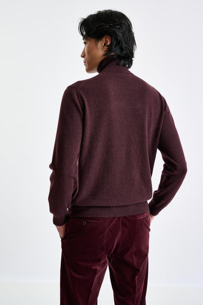 Dark Burgundy 100% Cashmere Drumberg Rollneck Knit - View 4