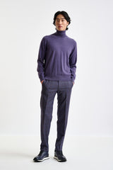 Purple Grey 100% Cashmere Drumberg Rollneck Knit - View 1