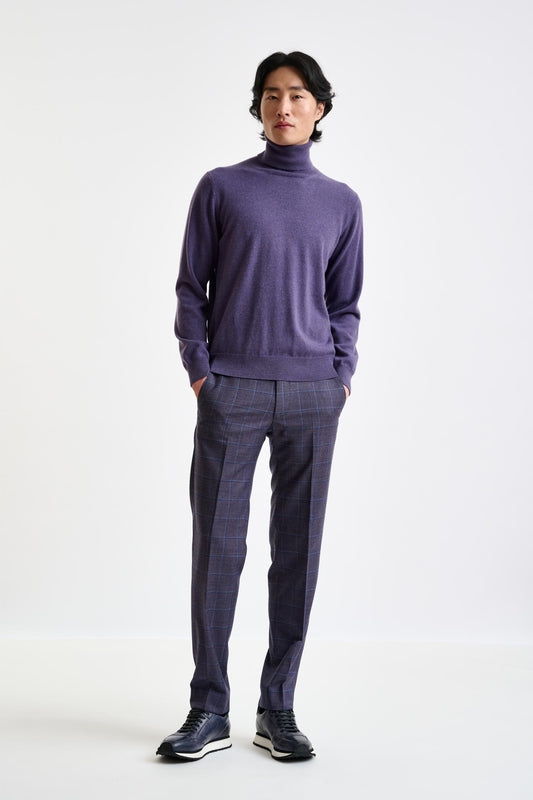 Purple Grey 100% Cashmere Drumberg Rollneck Knit - View 1