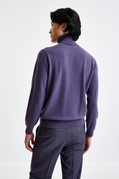 Purple Grey 100% Cashmere Drumberg Rollneck Knit - View 4
