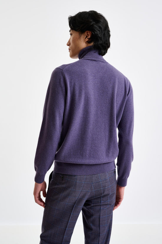 Purple Grey 100% Cashmere Drumberg Rollneck Knit - View 4