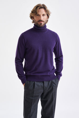 Purple 100% Cashmere Drumberg Rollneck Knit - View 1
