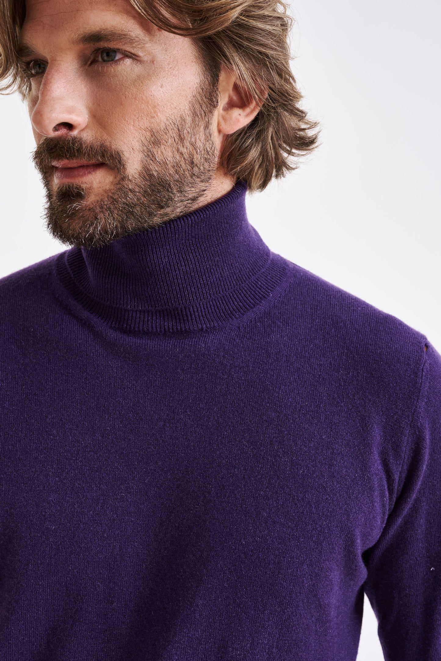 Purple 100% Cashmere Drumberg Rollneck Knit - View 2