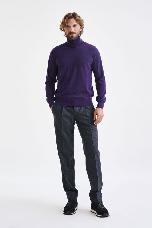 Purple 100% Cashmere Drumberg Rollneck Knit - View 3