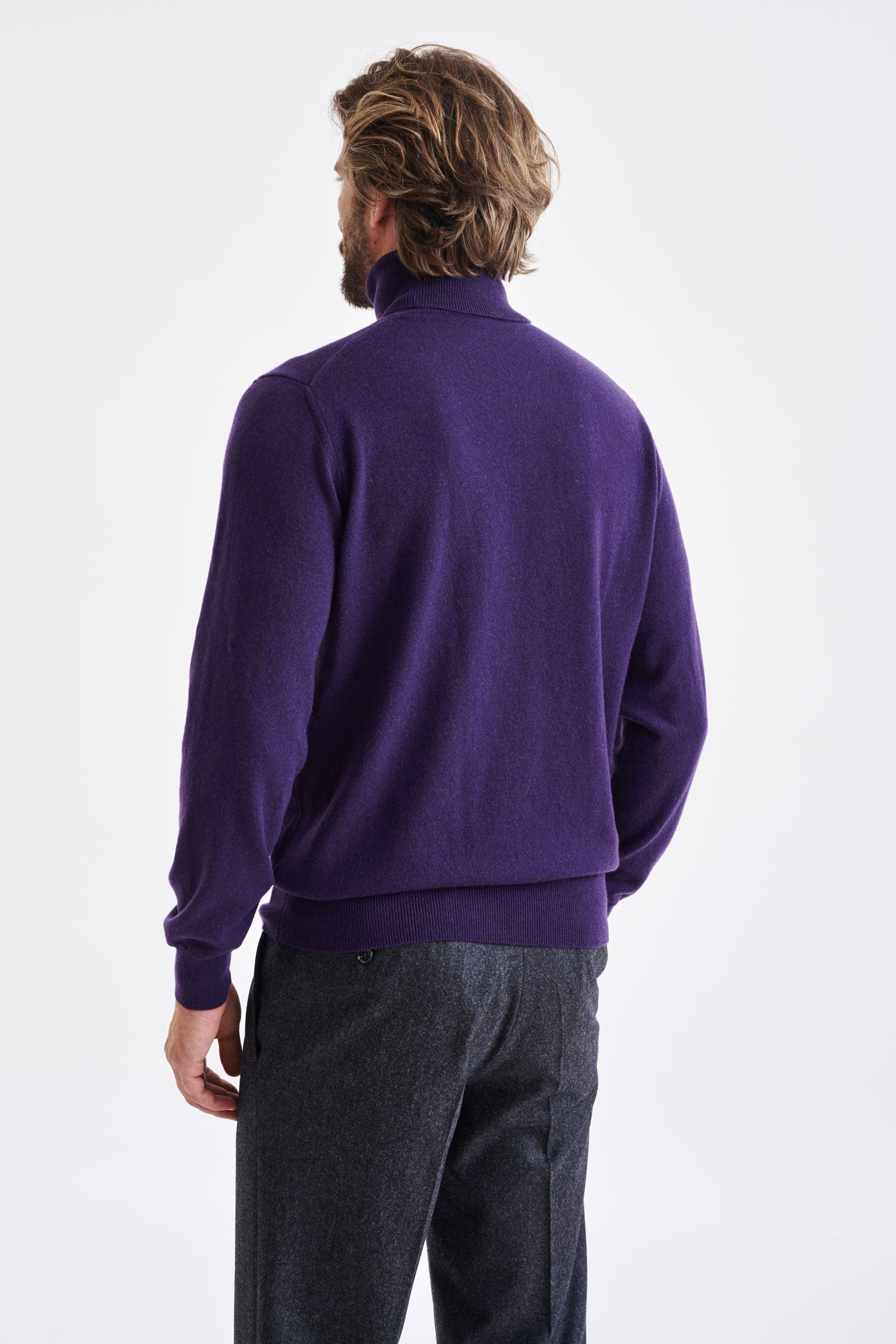 Purple 100% Cashmere Drumberg Rollneck Knit - View 4