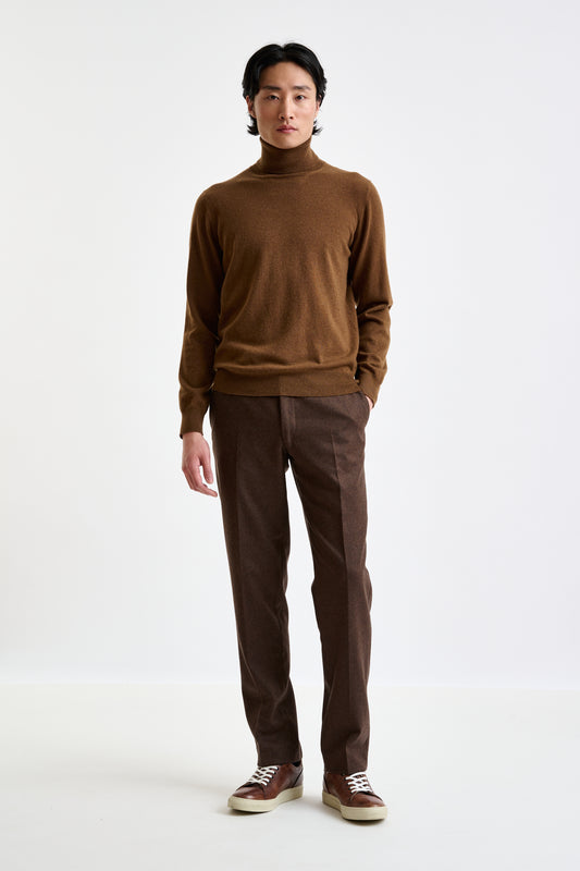 Tobacco 100%  Cashmere Drumberg Rollneck Knit - View 1