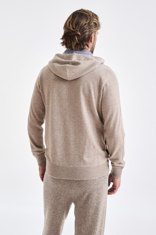 Sand Melange 100% Cashmere Fowey Hoodie Knit - View 4