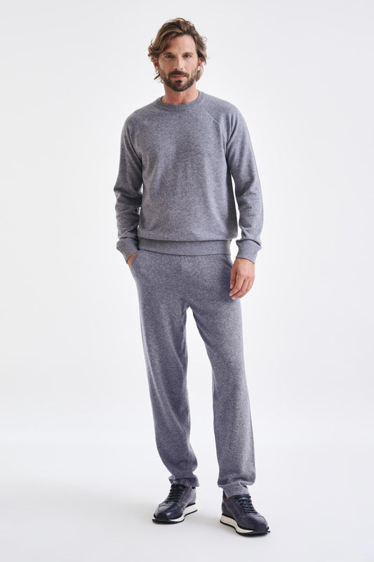 Mid Grey Melange 100% Cashmere Bakewell Hoodie - View 2