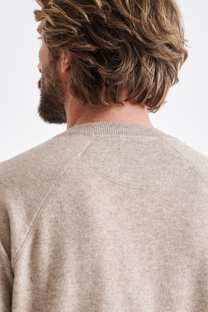 Sand Melange 100% Cashmere Whitby Crewneck Sweater - View 5