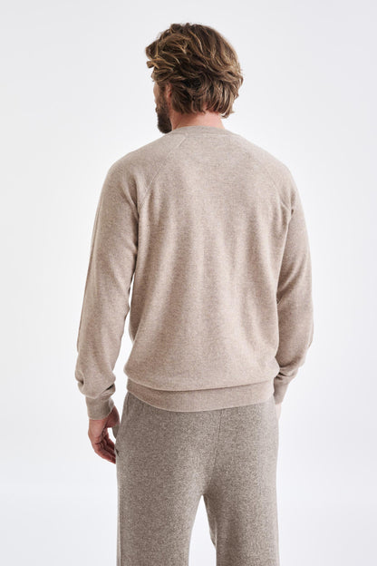Sand Melange 100% Cashmere Whitby Crewneck Sweater - View 6