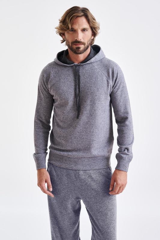 Mid Grey Melange 100% Cashmere Whitby Crewneck Sweater - View 1