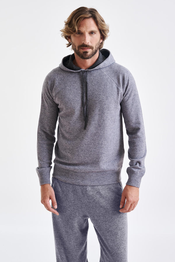 Sudadera Con Capucha Bakewell 100% Cachemir Gris Medio Melange