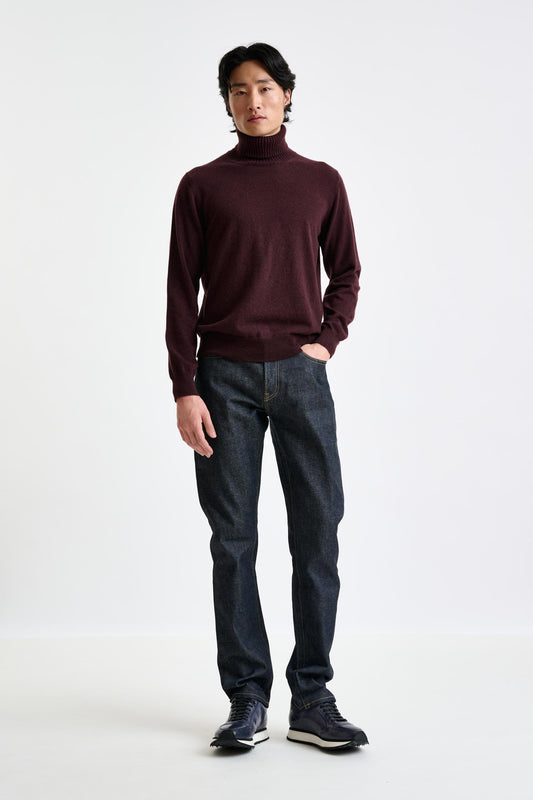 Dark Burgundy 100% Cashmere Crawley Rollneck Knit - View 1