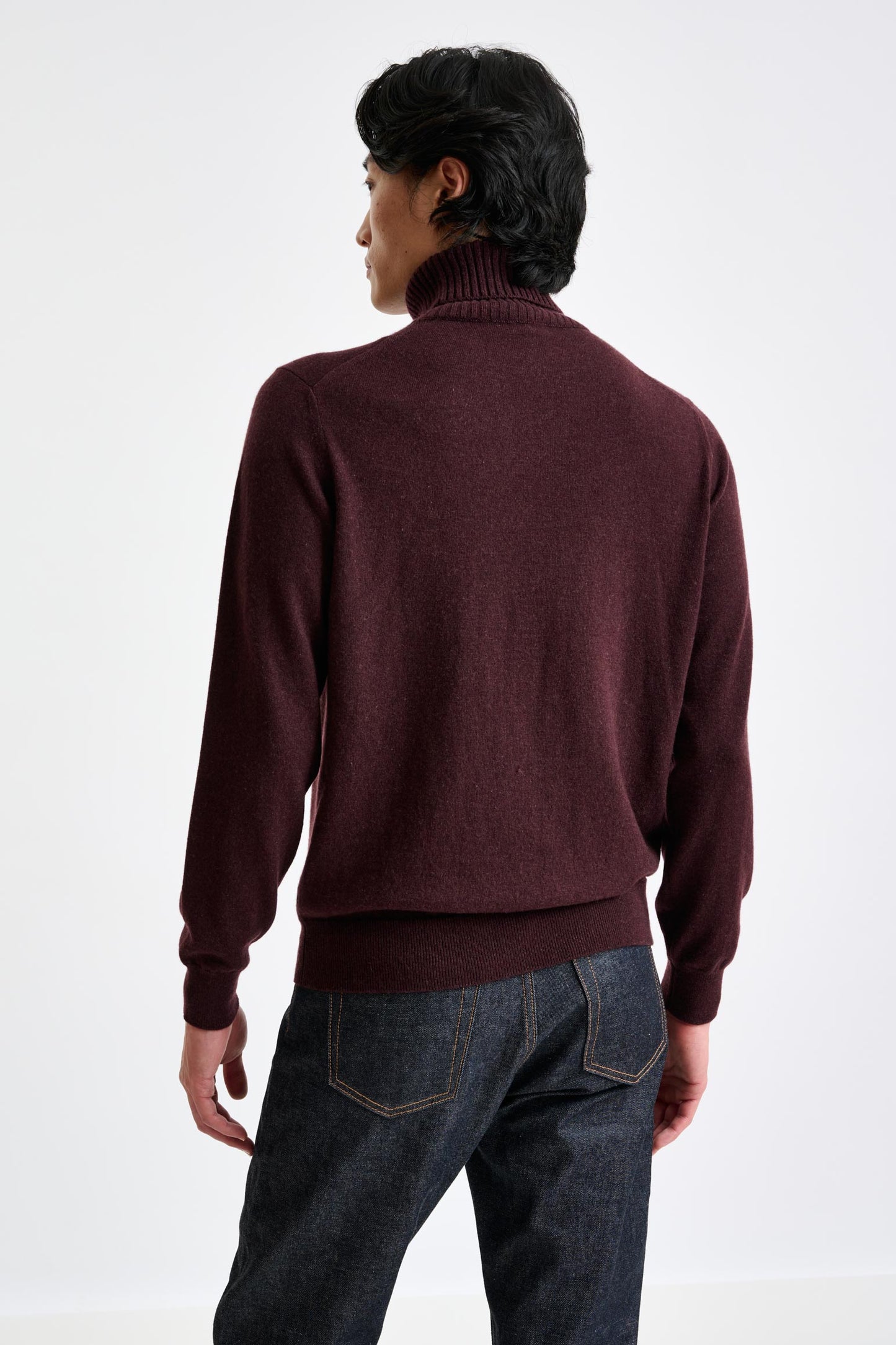 Dark Burgundy 100% Cashmere Crawley Rollneck Knit - View 4