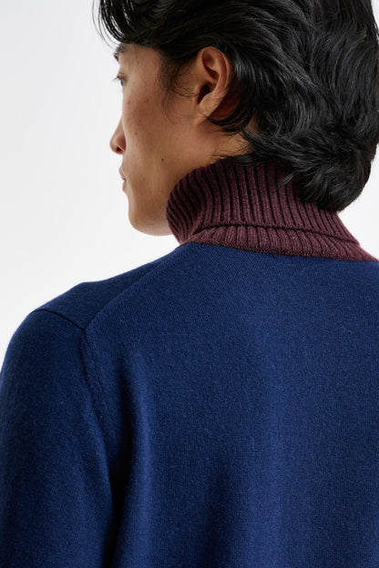 Neptune Blue 100% Cashmere Crawley Rollneck Knit - View 4
