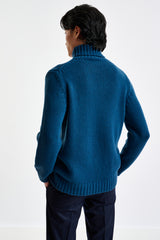 Pilot Blue  Chuncky Wool & Cashmere Banbury Rollneck - View 3