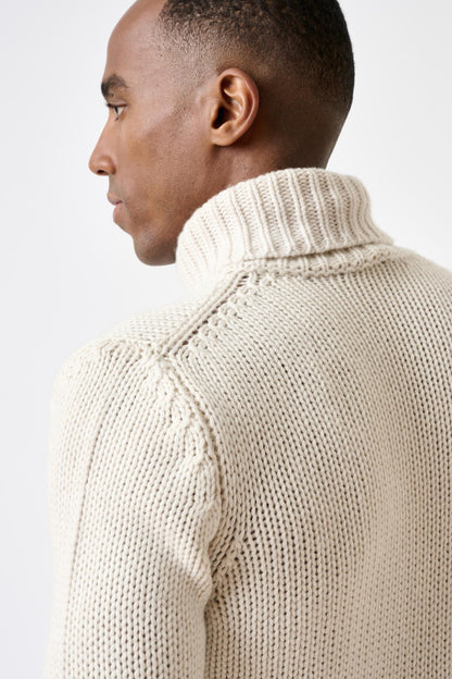 Off white Chunky 100% Cashmere Banbury Rollneck Sweater - View 3