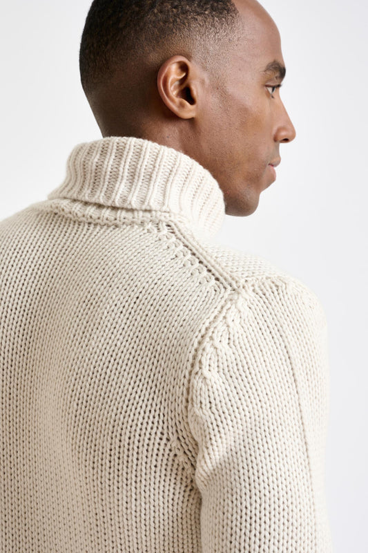 Off white Chunky 100% Cashmere Banbury Rollneck Sweater - View 3