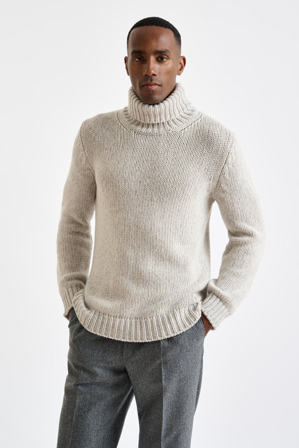 Col Roulé Banbury Laine Et Cachemire Beige Chiné
