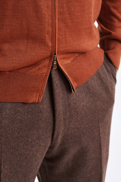 Intense Rust Cashmere & Silk Repton Fullzip Sweater - View 4