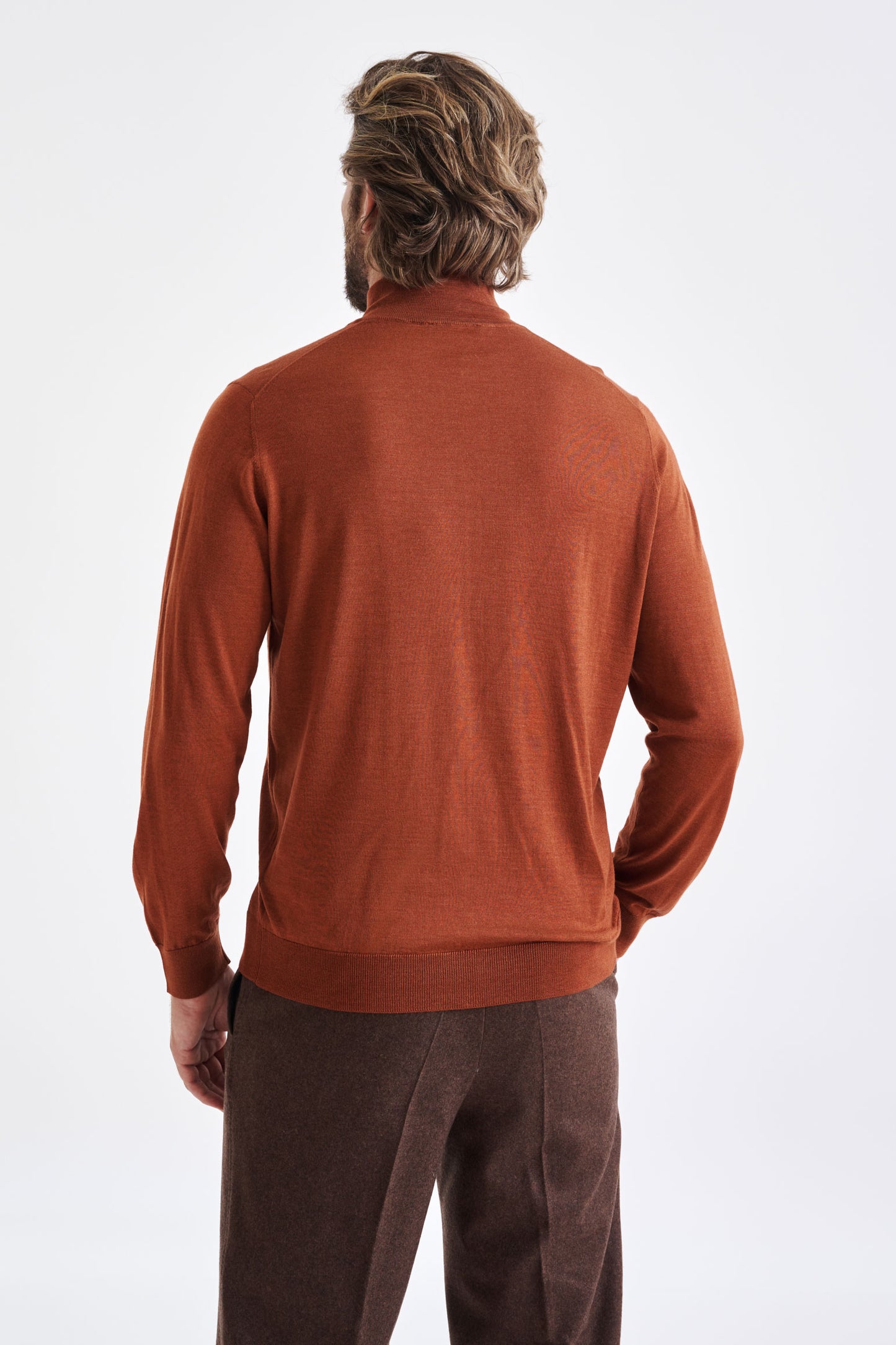 Intense Rust Cashmere & Silk Repton Fullzip Sweater - View 5