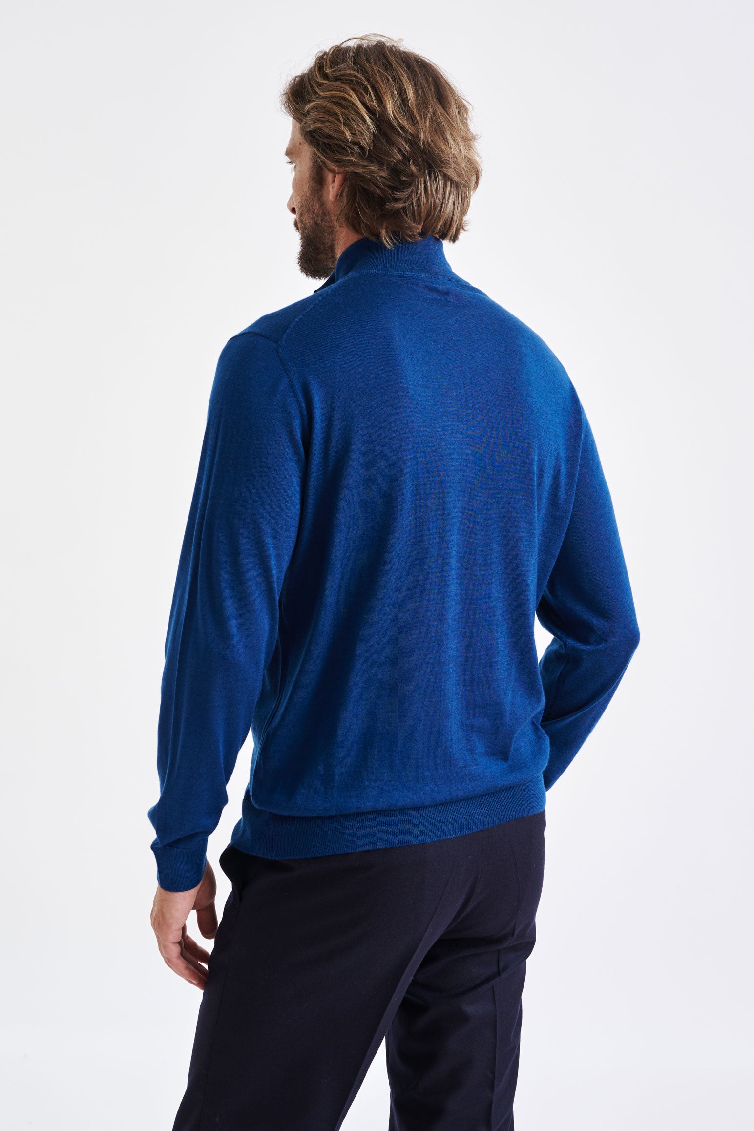 Pilot Blue Cashmere & Silk Repton Fullzip Sweater - View 4