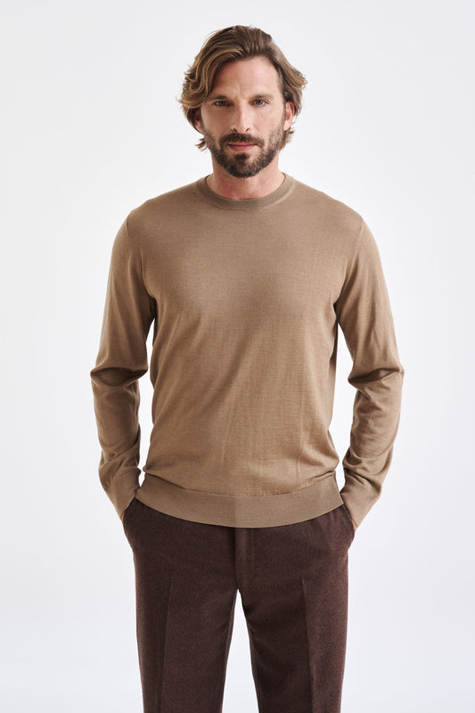 Camel Cashmere Merino Silk Blend Crewe Sweater - View 1