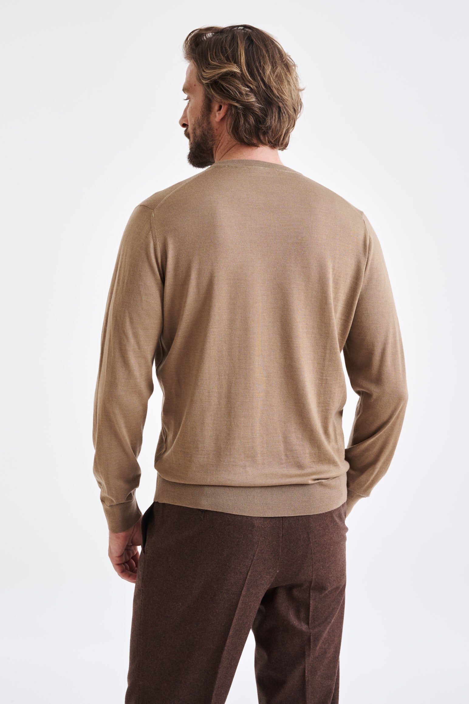 Camel Cashmere Merino Silk Blend Crewe Sweater - View 4