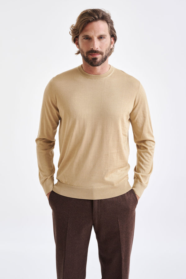 Jersey Crewe Cera De Abeja De Mezcla Cachemira Y Seda Merino