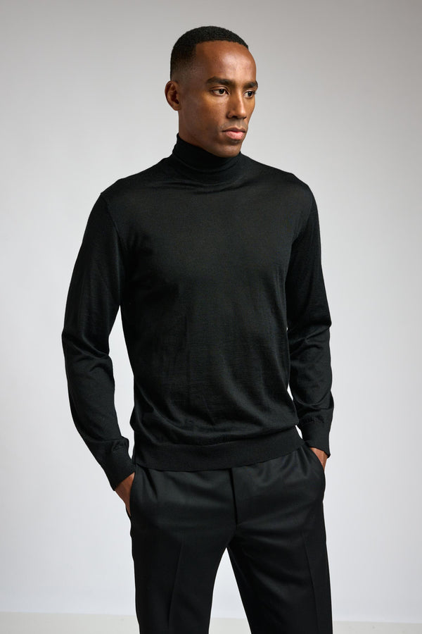 Jersey Telford De Cuello Alto En Mezcla De Cachemira Y Seda Negro