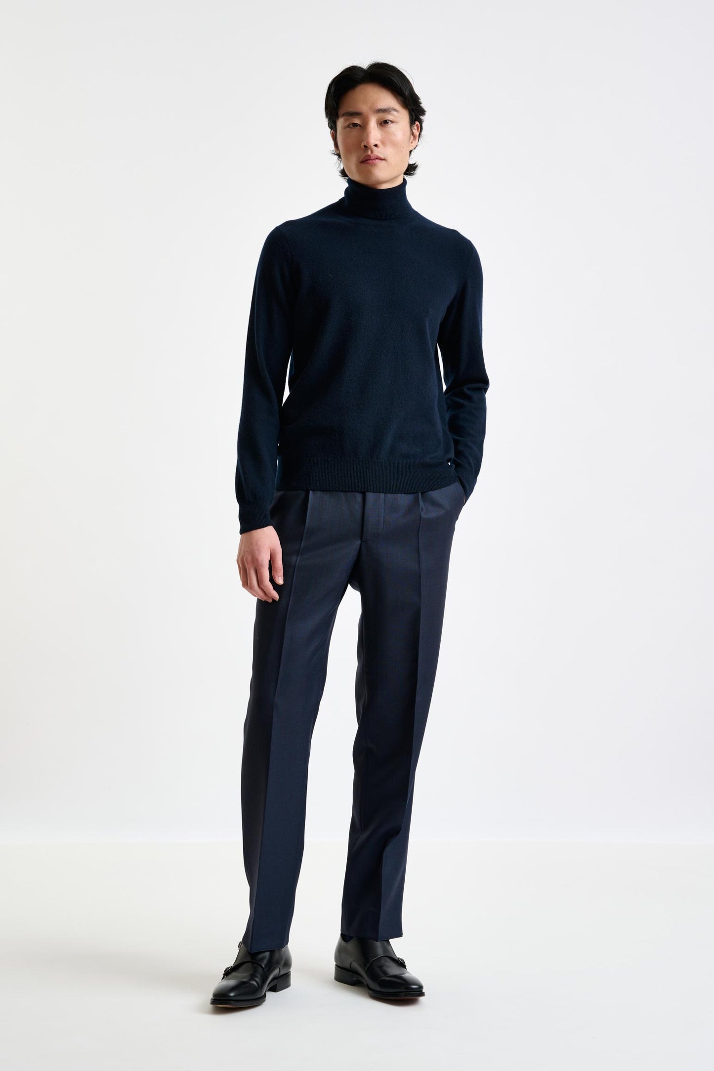 Navy Cashmere & Silk Blend Telford Turtleneck Sweater