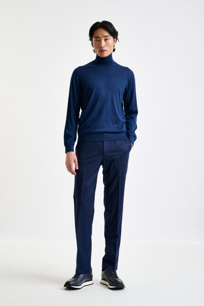 Neptune Blue Cashmere & Silk Blend Telford Turtleneck Sweater - View 1