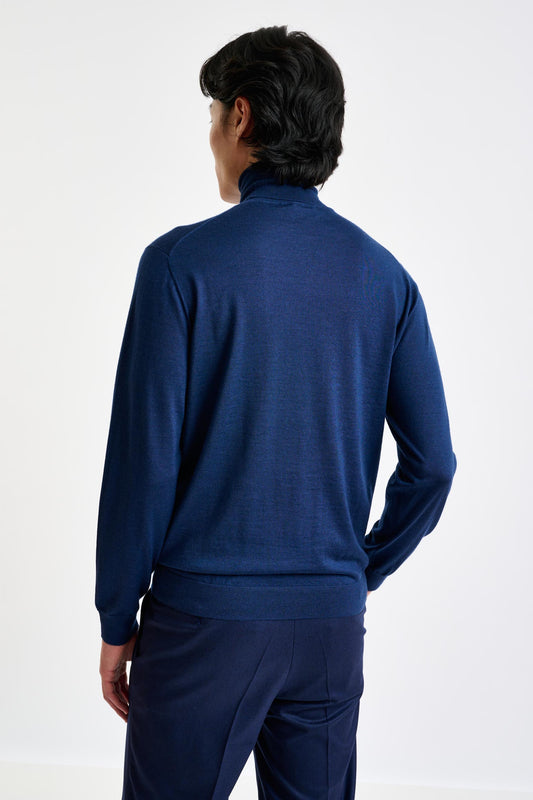 Neptune Blue Cashmere & Silk Blend Telford Turtleneck Sweater - View 4