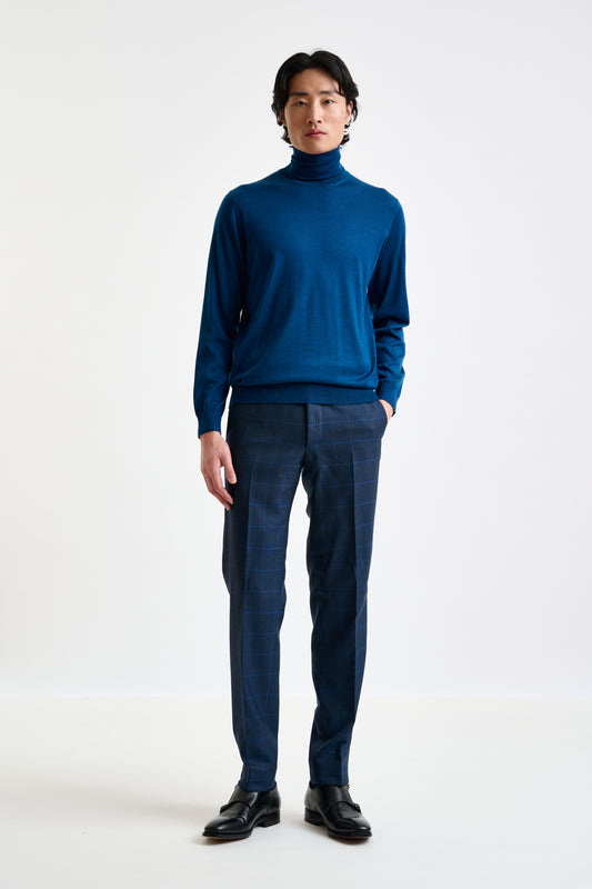 Pilot Blue Cashmere & Silk Blend Telford Turtleneck Sweater - View 1