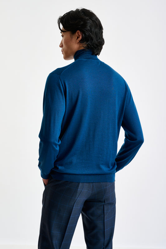 Pilot Blue Cashmere & Silk Blend Telford Turtleneck Sweater - View 3