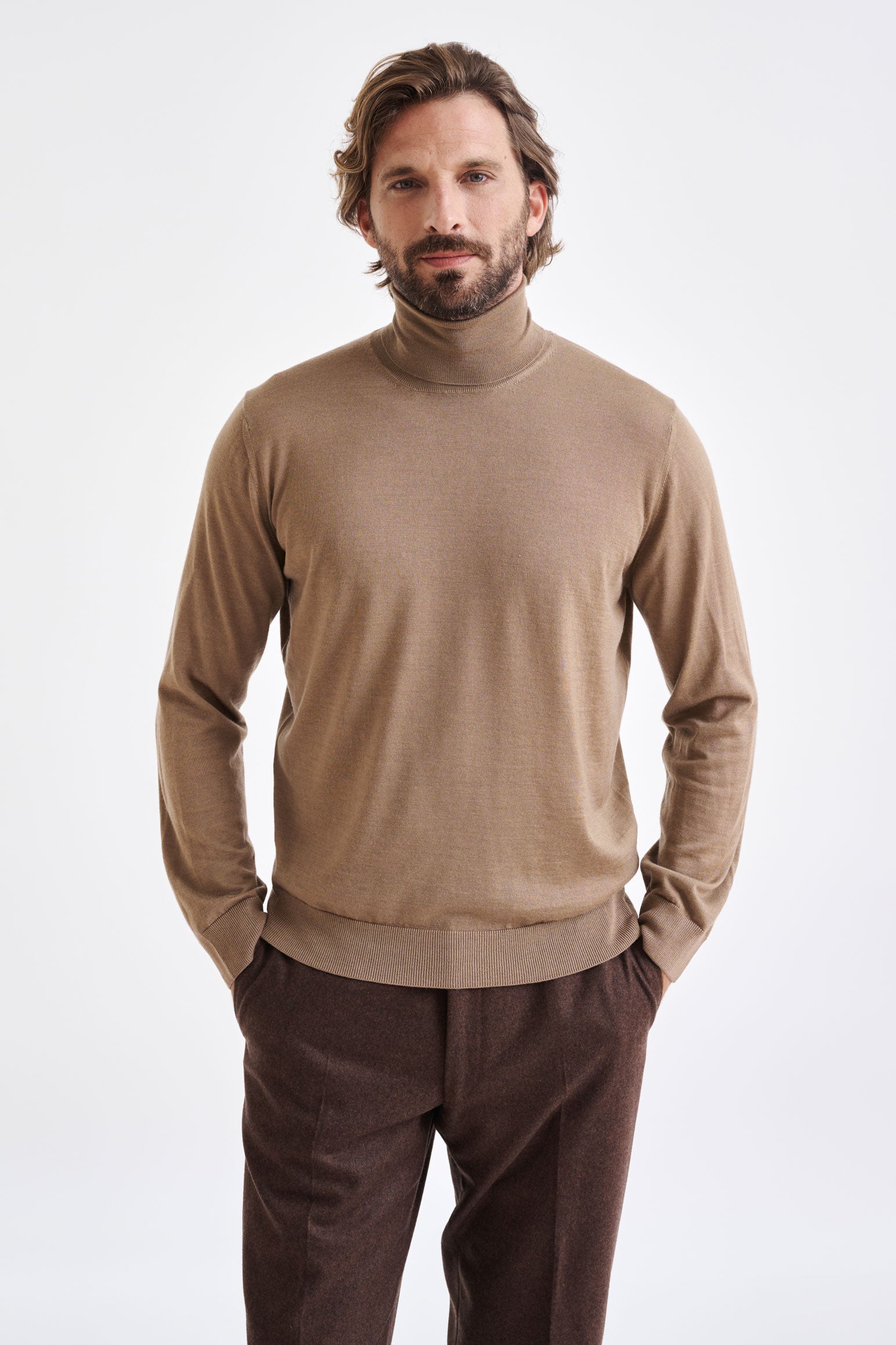 Camel Cashmere Merino Silk Blend Telford Turtleneck Sweater - View 1