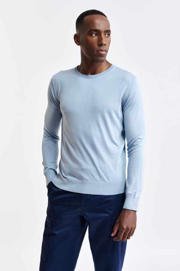 Baby Blue Silk Crewneck Crewe Knitwear