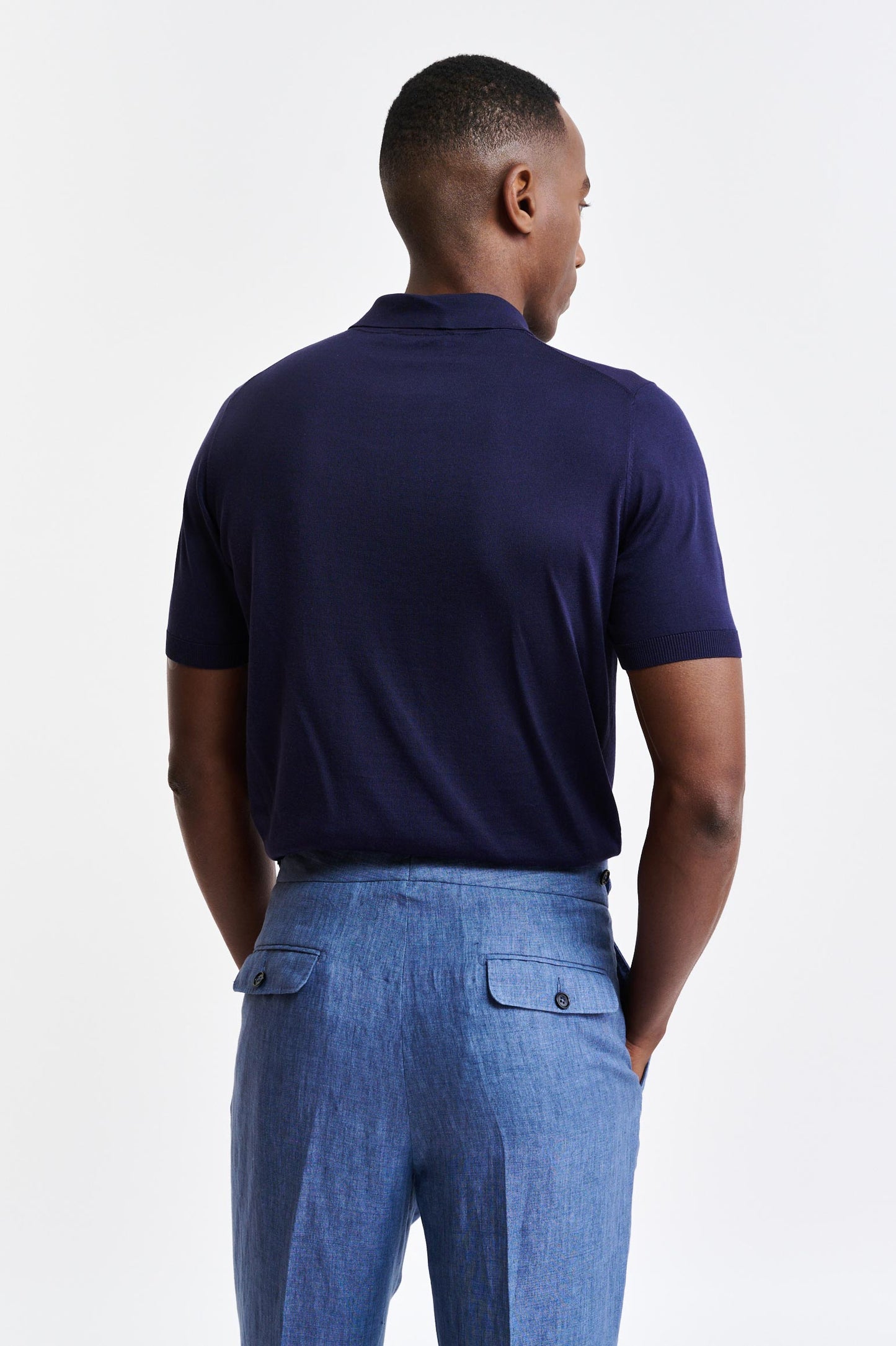 Navy Silk Polo Ripon Knitwear