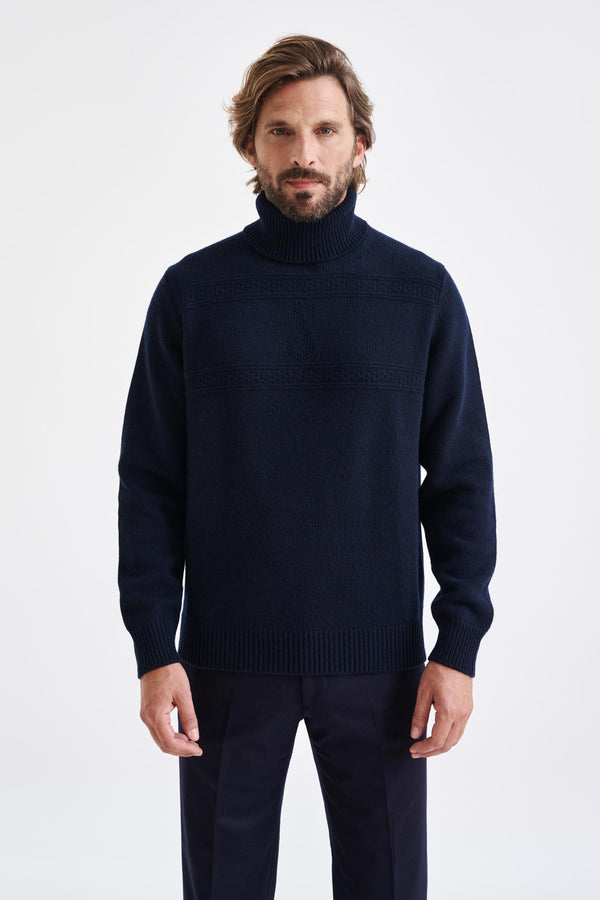 Tricot Glamis En Laine Et Cachemire Bleu Neptune
