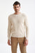 Cream 100% Cotton Rib Harrow Knited Hoodie - View One