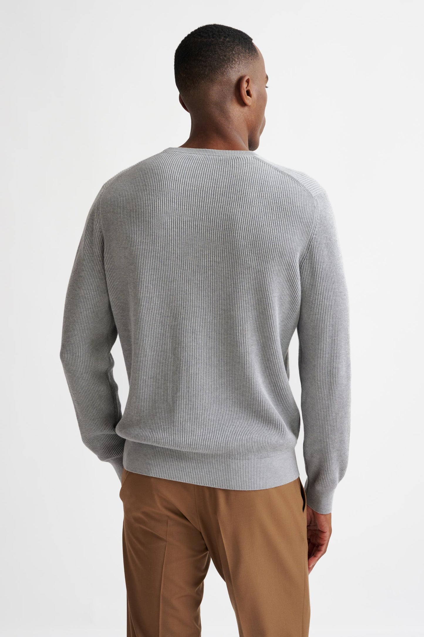 Dove Grey 100% Cotton Rib Harrow Knitted Hoodie