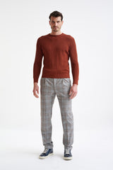 Mapple Brown 100% Cotton Rib Harrow Knitted Sweater - View Two