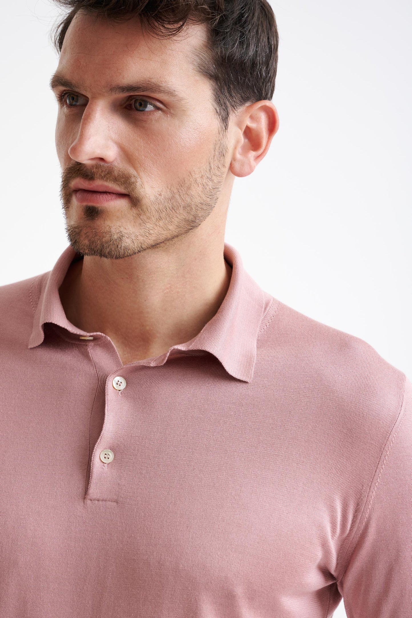 Rose Silk Harwich Knitted Long Sleeve Polo