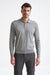 Smoke Grey Cotton Harwich Long Sleeve Knitted Polo - View One